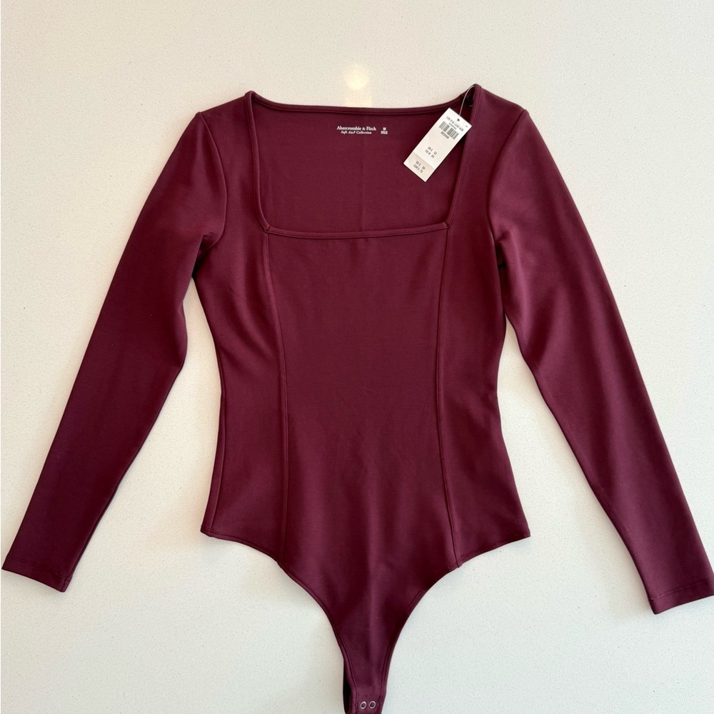 Abercrombie & Fitch Burgundy Square Neck Bodysuit